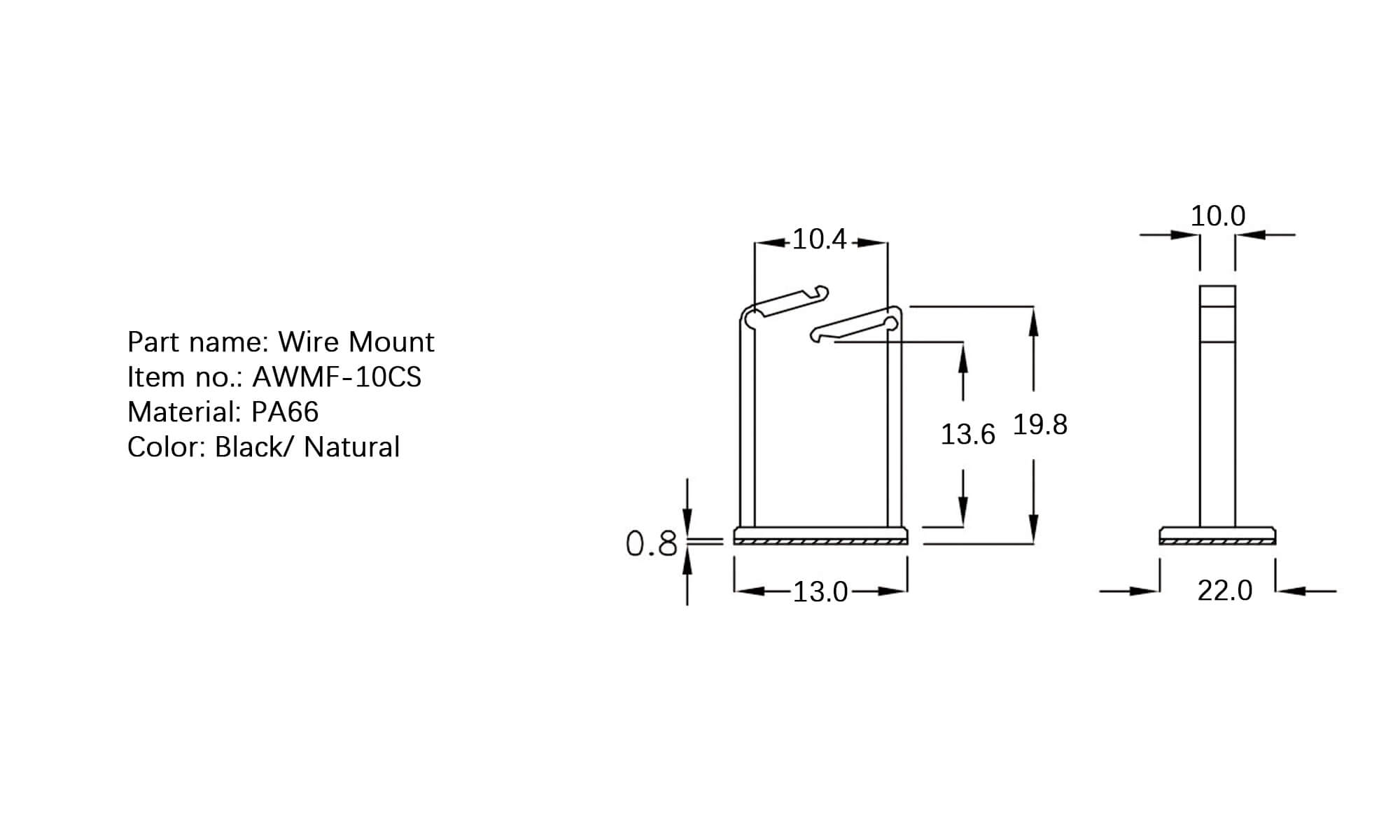 Plastic Wire Mount AWMF-10CS